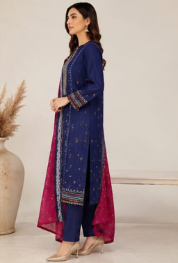 Zariya – Sky Blue Embroidered Lawn Kurta for Women