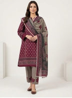 Red &amp; White Printed 3-Piece Suit