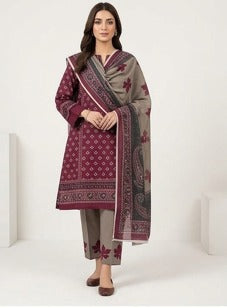 Red &amp; White Printed 3-Piece Suit