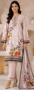 Peach Floral Printed 3-Piece Suit