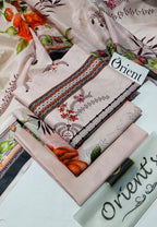 Peach Floral Printed 3-Piece Suit