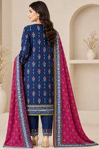 Navy Blue & Magenta Printed 3-Piece Suit Set