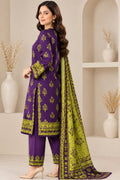 Purple & Lime Green Printed 3-Piece Suit Set
