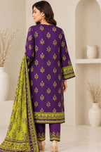 Purple & Lime Green Printed 3-Piece Suit Set