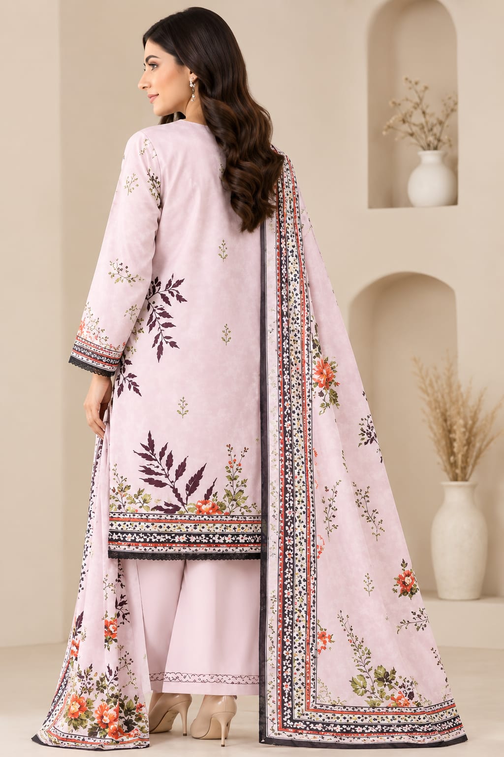 Purple Printed 3-Piece Suit Set