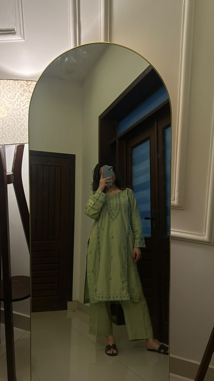 Zamara – Pistachio Green Embroidered Lawn Kurta for Women