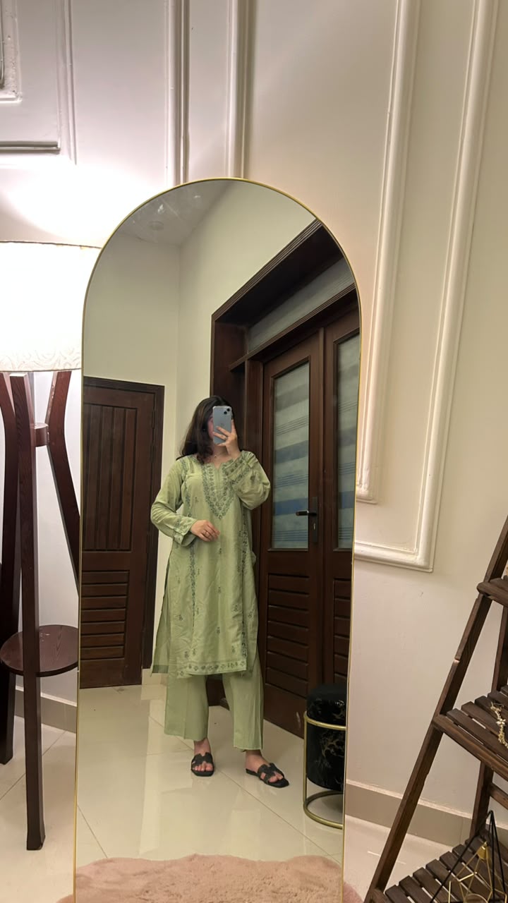 Zamara – Pistachio Green Embroidered Lawn Kurta for Women